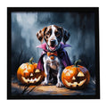 German Shorthaired Pointer Puppy Halloween Framed Metal Print Bathroom, Kitchen, Office, Home Decor Wall Art Ready to Hang, Square, 8X8