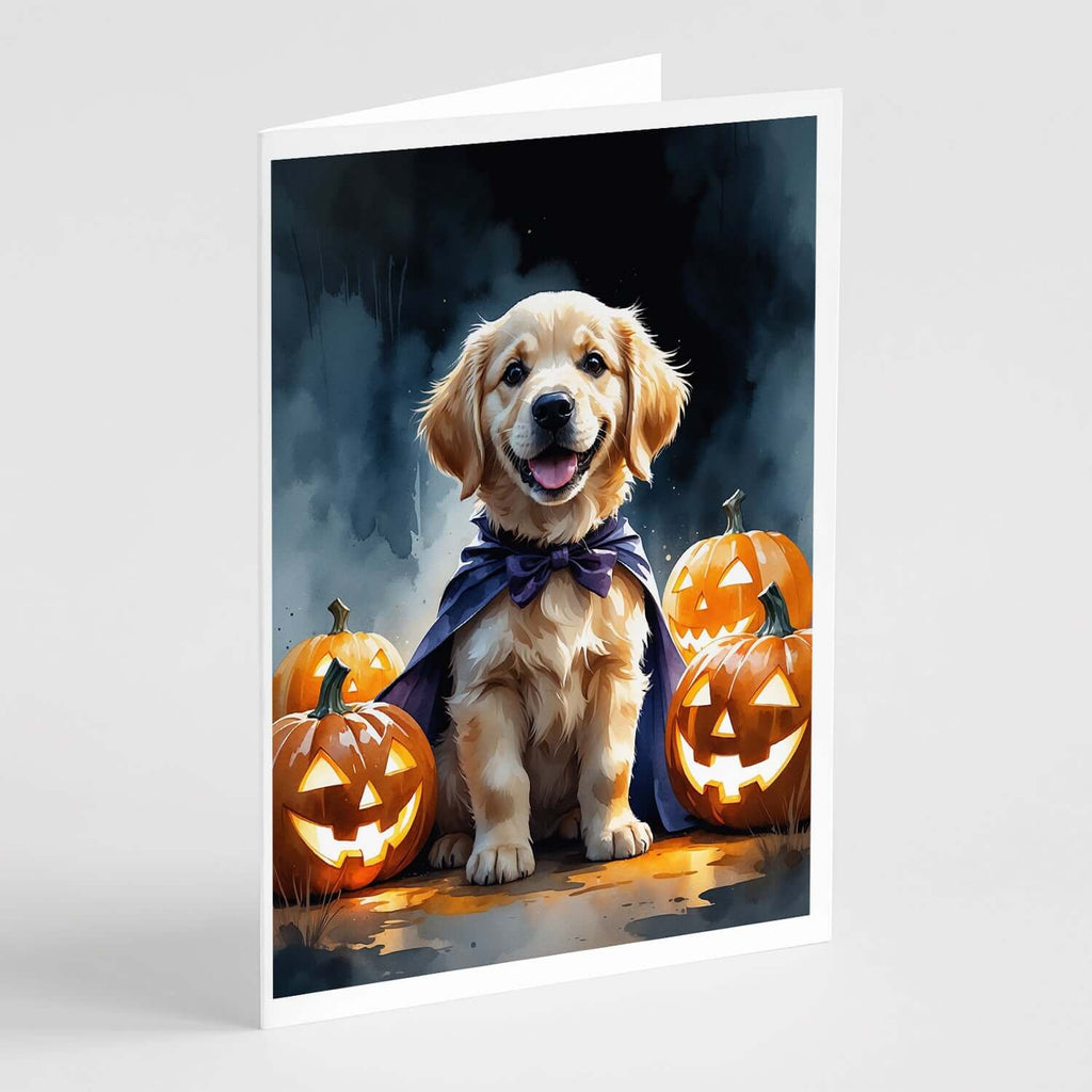 Golden Retriever Puppy Halloween Greeting Cards Pack of 8 Blank Cards with Envelopes Whimsical A7 Size 5x7