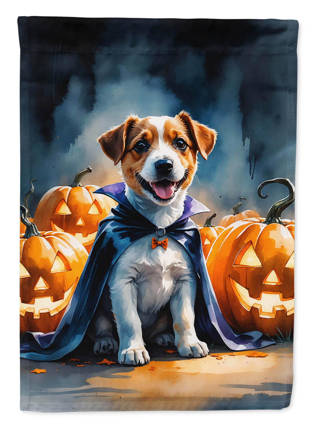 Jack Russell Terrier Puppy Halloween House Flag 28x40 Porch Sleeve Pole Decorative Outside Yard Banner Artwork Wall Hanging, Polyester