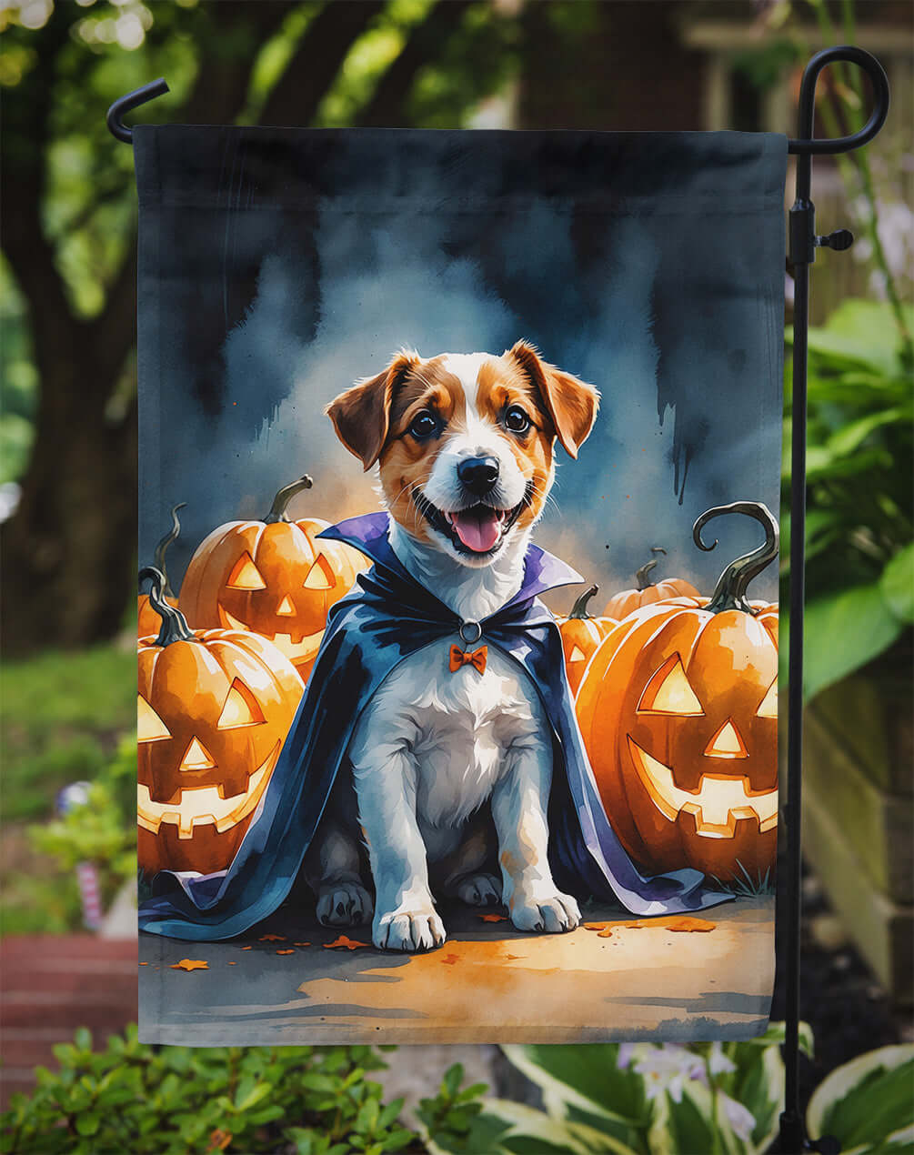 Jack Russell Terrier Puppy Halloween Garden Flag Mailbox Decorative Yard Banner Outside Patio Artwork for Flower Beds, Garden Size, Multicolor