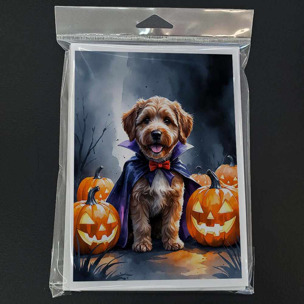 Chocolate Labradoodle Puppy Halloween Greeting Cards Pack of 8 Blank Cards with Envelopes Whimsical A7 Size 5x7