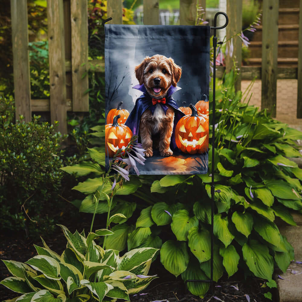 Chocolate Labradoodle Puppy Halloween Garden Flag Mailbox Decorative Yard Banner Outside Patio Artwork for Flower Beds, Garden Size, Multicolor