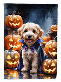 Labradoodle Puppy Halloween House Flag 28x40 Porch Sleeve Pole Decorative Outside Yard Banner Artwork Wall Hanging, Polyester