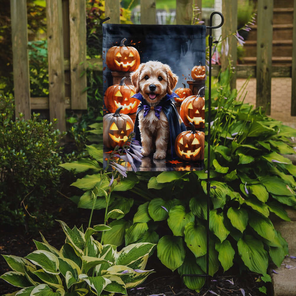 Labradoodle Puppy Halloween Garden Flag Mailbox Decorative Yard Banner Outside Patio Artwork for Flower Beds, Garden Size, Multicolor