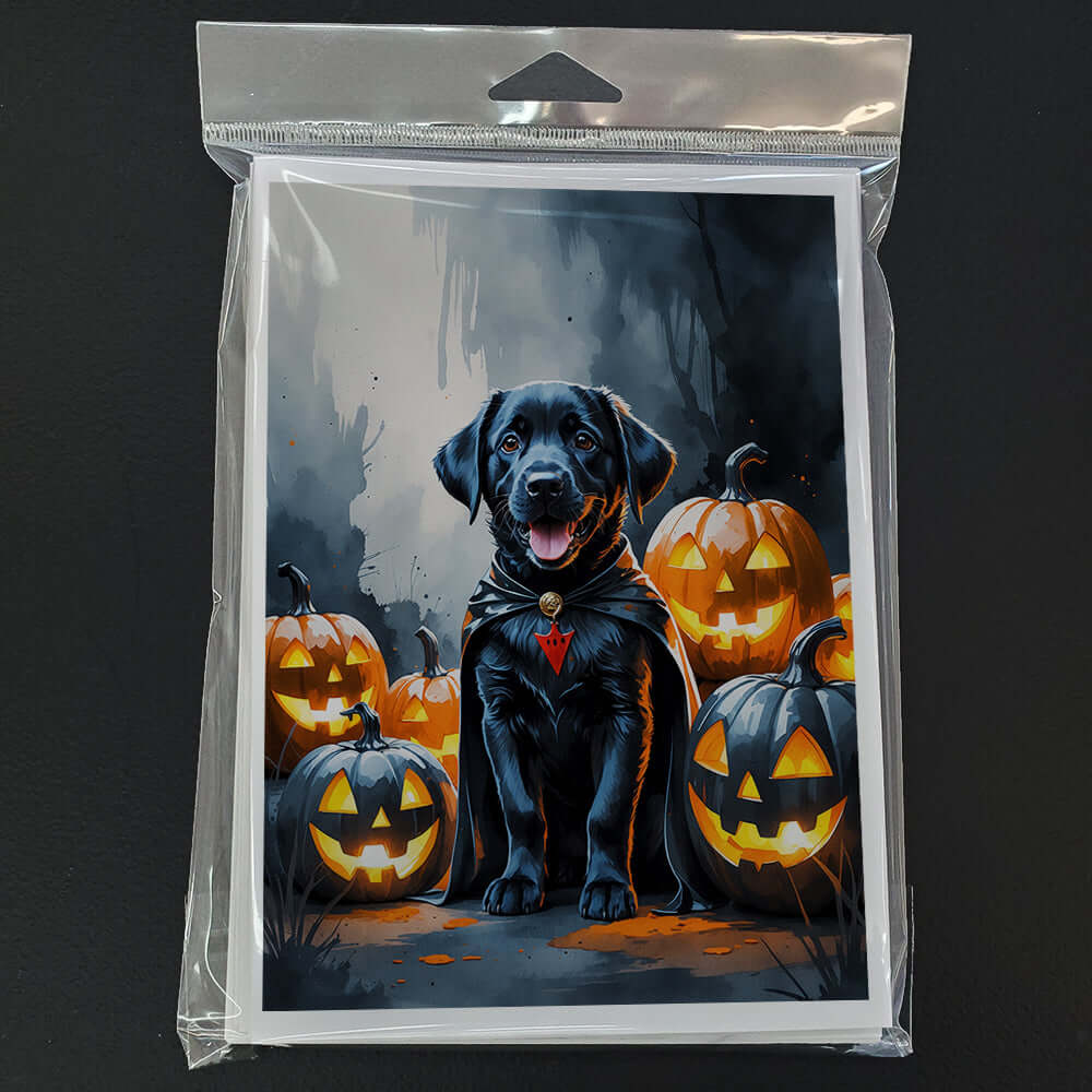 Black Labrador Retriever Puppy Halloween Greeting Cards Pack of 8 Blank Cards with Envelopes Whimsical A7 Size 5x7