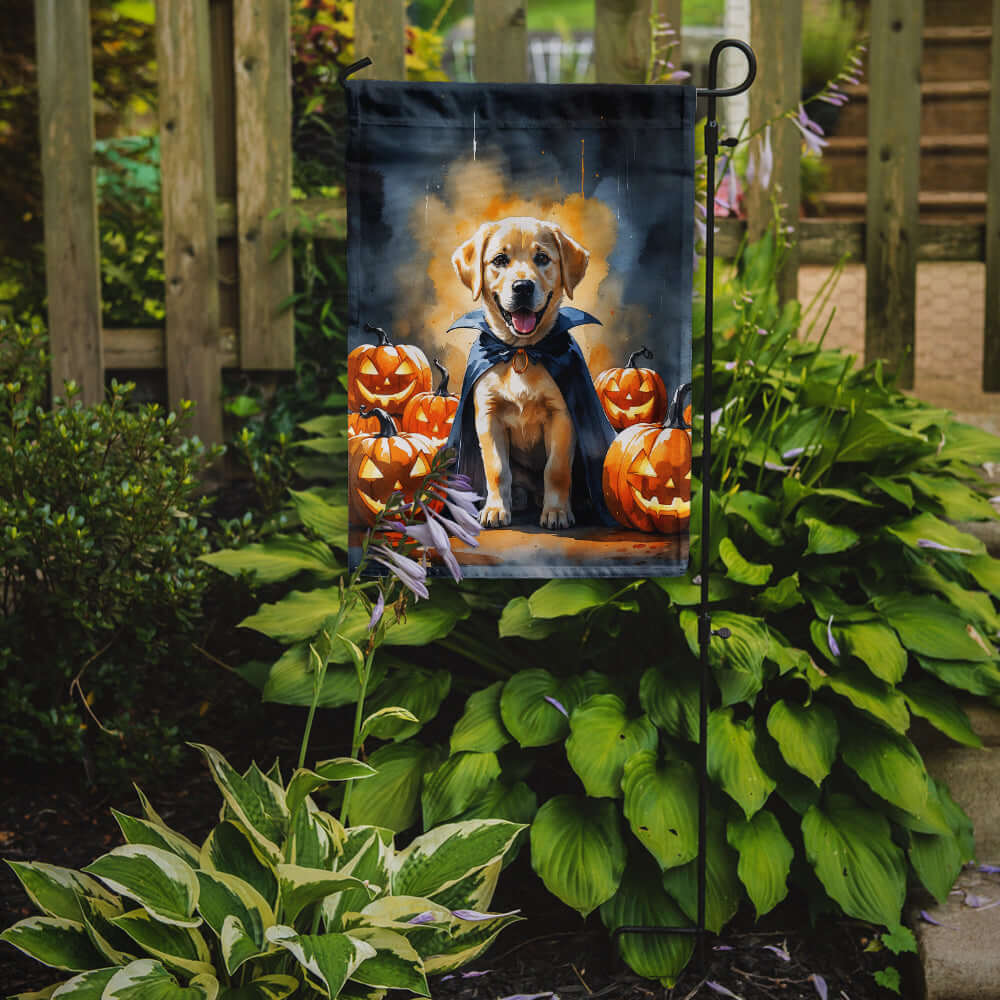 Yellow Labrador Retriever Puppy Halloween Garden Flag Mailbox Decorative Yard Banner Outside Patio Artwork for Flower Beds, Garden Size, Multicolor