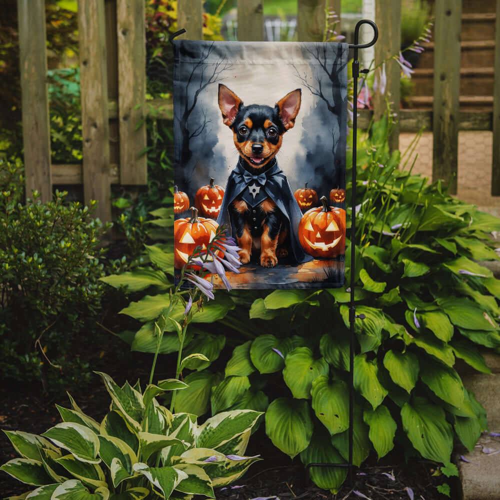 Miniature Pinscher Puppy Halloween Garden Flag Mailbox Decorative Yard Banner Outside Patio Artwork for Flower Beds, Garden Size, Multicolor