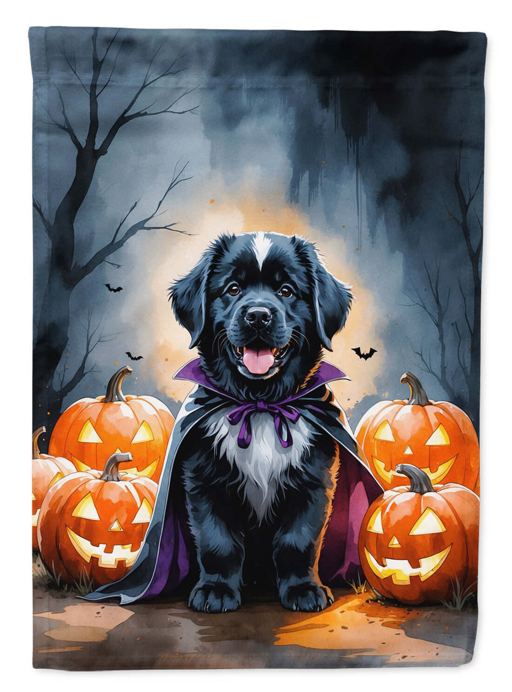 Newfoundland Puppy Halloween Garden Flag Mailbox Decorative Yard Banner Outside Patio Artwork for Flower Beds, Garden Size, Multicolor