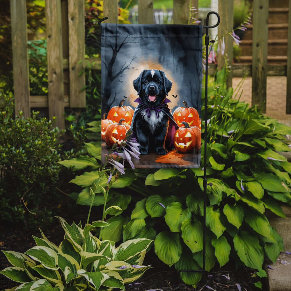 Newfoundland Puppy Halloween Garden Flag Mailbox Decorative Yard Banner Outside Patio Artwork for Flower Beds, Garden Size, Multicolor