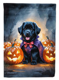 Black Newfoundland Puppy Halloween House Flag 28x40 Porch Sleeve Pole Decorative Outside Yard Banner Artwork Wall Hanging, Polyester