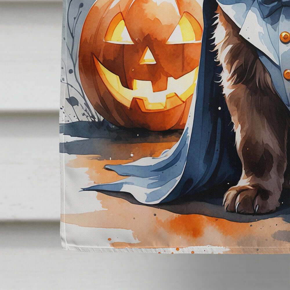 Chocolate Newfoundland Puppy Halloween House Flag 28x40 Porch Sleeve Pole Decorative Outside Yard Banner Artwork Wall Hanging, Polyester