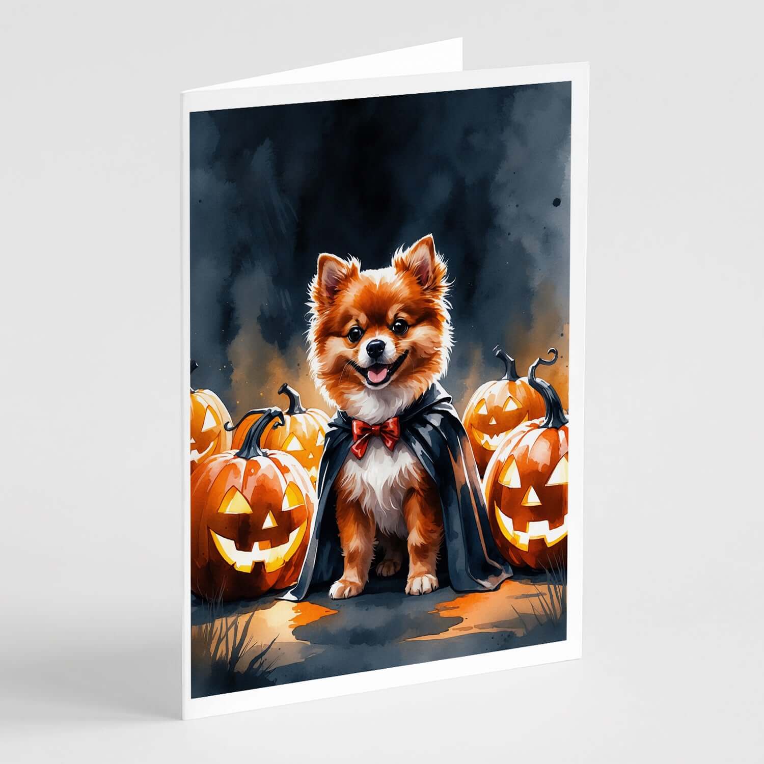 Pomeranian Puppy Halloween Greeting Cards Pack of 8 Blank Cards with Envelopes Whimsical A7 Size 5x7
