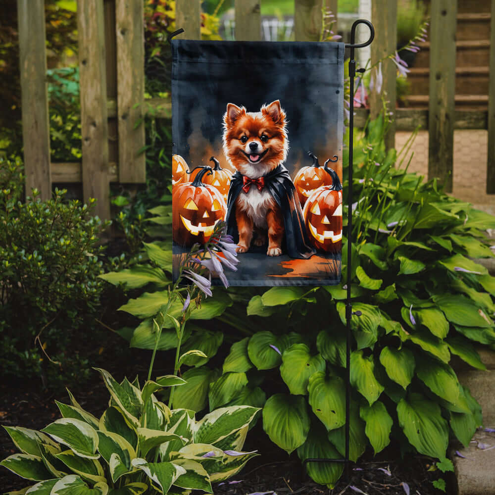 Pomeranian Puppy Halloween Garden Flag Mailbox Decorative Yard Banner Outside Patio Artwork for Flower Beds, Garden Size, Multicolor