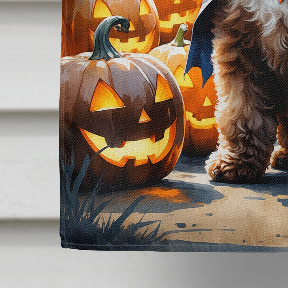 Chocolate Poodle Puppy Halloween House Flag 28x40 Porch Sleeve Pole Decorative Outside Yard Banner Artwork Wall Hanging, Polyester