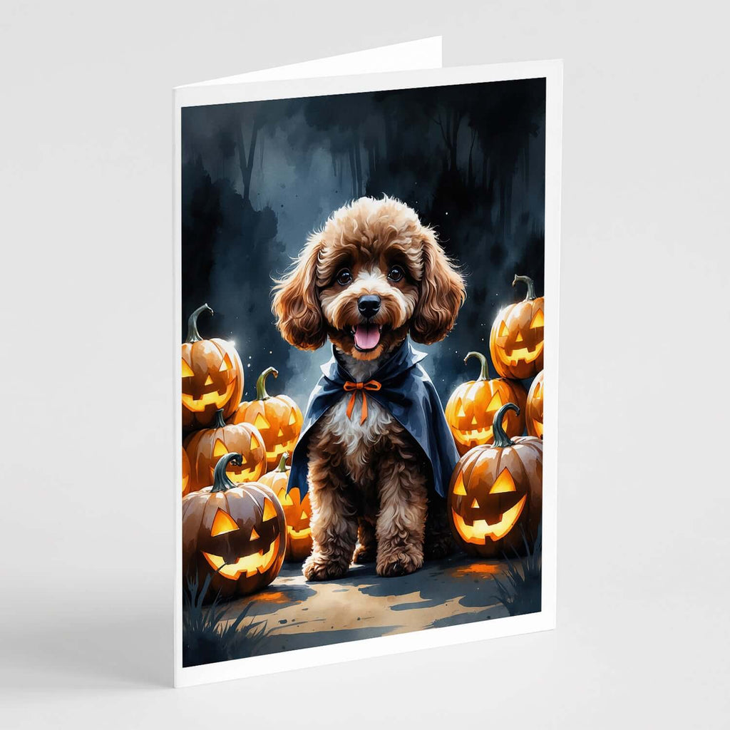 Chocolate Poodle Puppy Halloween Greeting Cards Pack of 8 Blank Cards with Envelopes Whimsical A7 Size 5x7