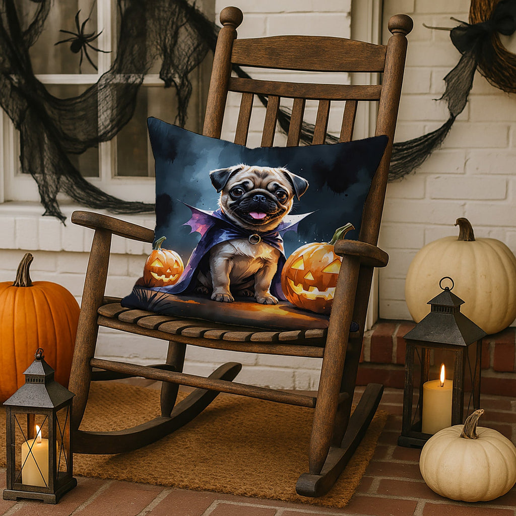 Pug Puppy Halloween Decorative Throw Pillow 18x18 Indoor Outdoor Accent Cushion, Fabric Cover with Insert for Sofa, Bed, Porch & Living Room
