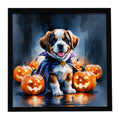 Saint Bernard Puppy Halloween Framed Metal Print Bathroom, Kitchen, Office, Home Decor Wall Art Ready to Hang, Square, 8X8