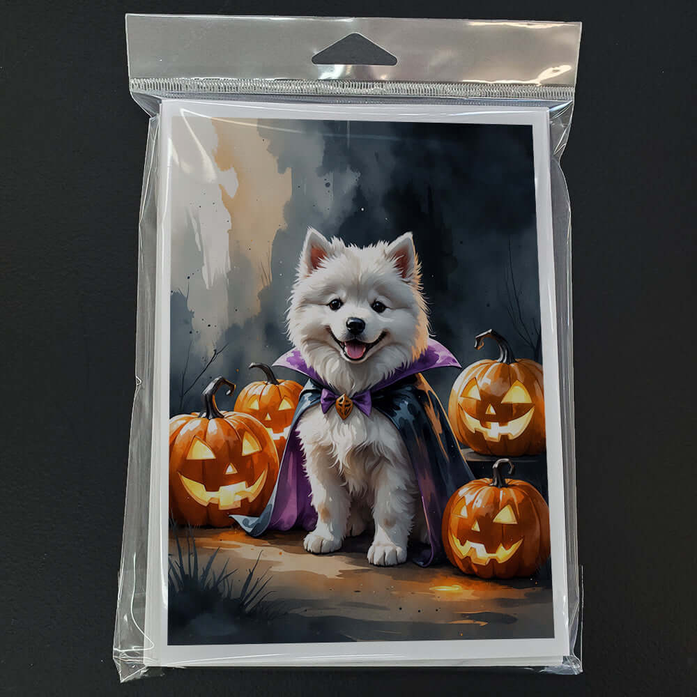 Samoyed Puppy Halloween Greeting Cards Pack of 8 Blank Cards with Envelopes Whimsical A7 Size 5x7