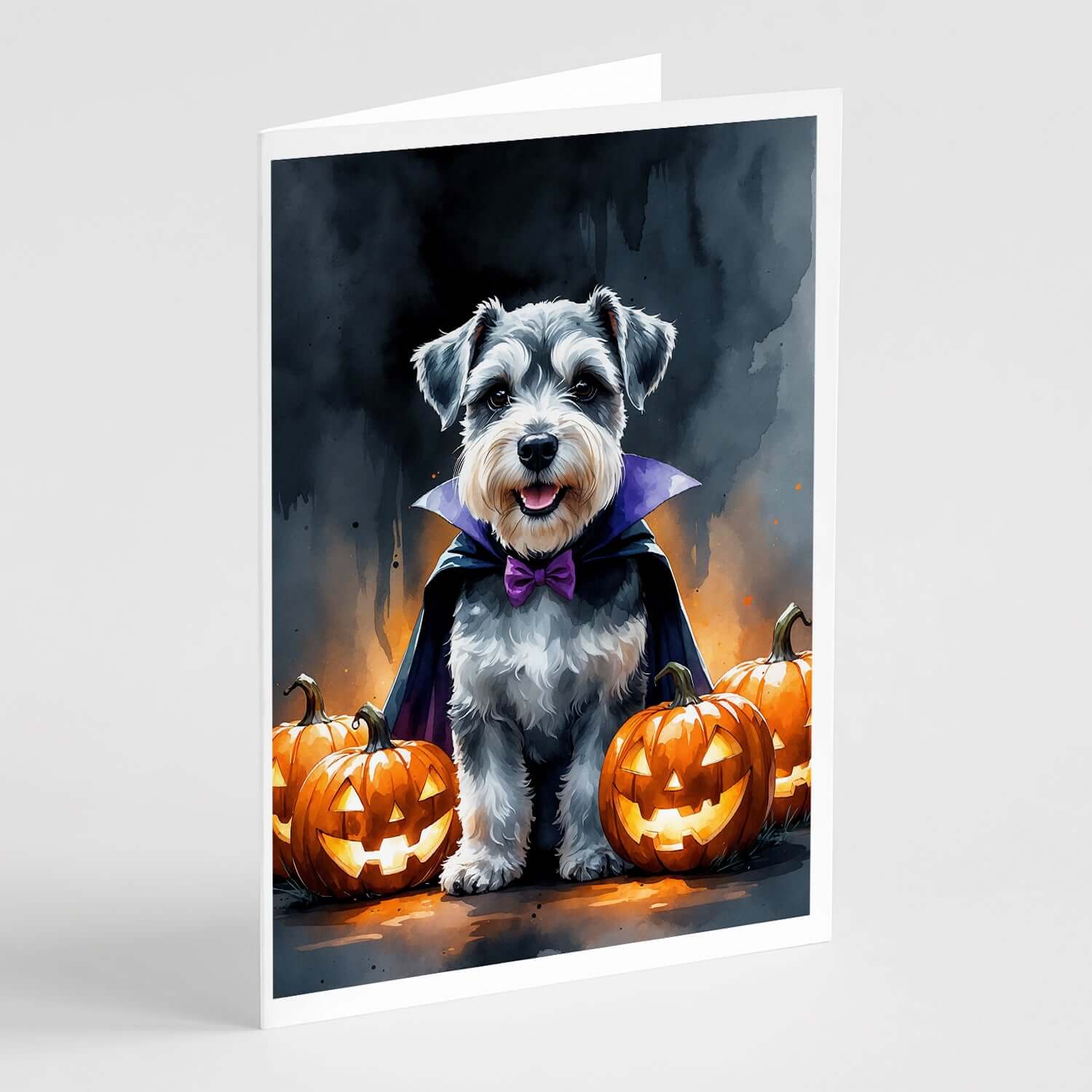 Schnauzer Puppy Halloween Greeting Cards Pack of 8 Blank Cards with Envelopes Whimsical A7 Size 5x7