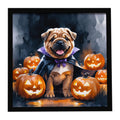 Shar Pei Puppy Halloween Framed Metal Print Bathroom, Kitchen, Office, Home Decor Wall Art Ready to Hang, Square, 8X8
