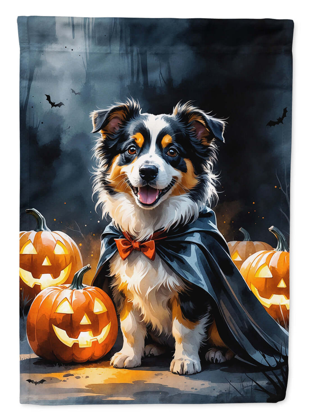 Sheltie Puppy Halloween House Flag 28x40 Porch Sleeve Pole Decorative Outside Yard Banner Artwork Wall Hanging, Polyester