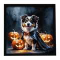 Sheltie Puppy Halloween Framed Metal Print Bathroom, Kitchen, Office, Home Decor Wall Art Ready to Hang, Square, 8X8