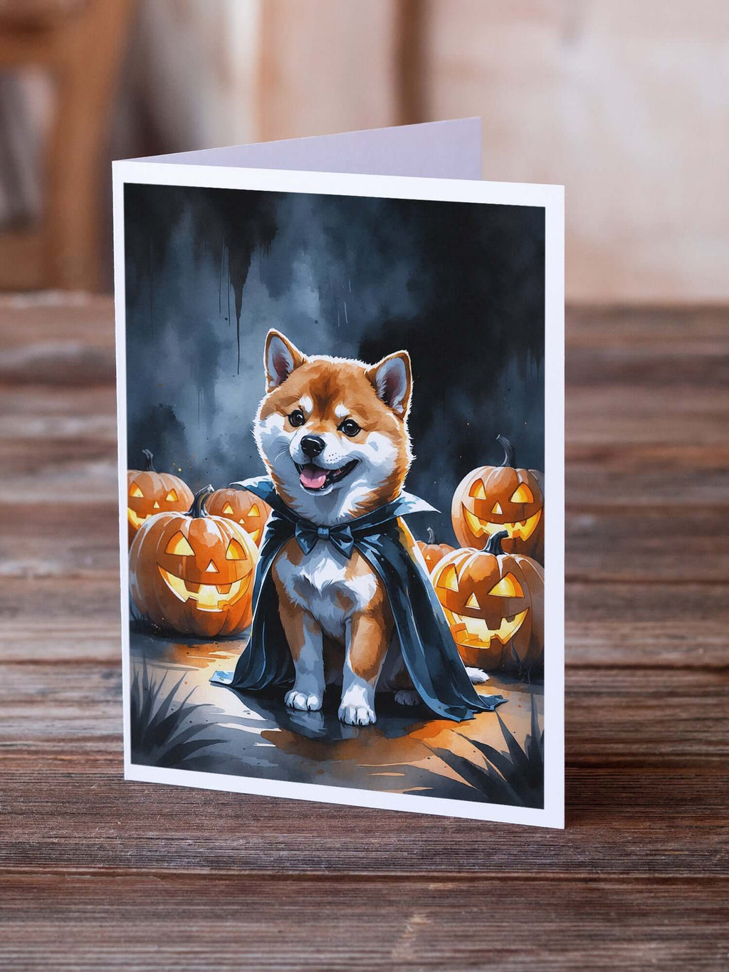 Shiba Inu Puppy Halloween Greeting Cards Pack of 8 Blank Cards with Envelopes Whimsical A7 Size 5x7