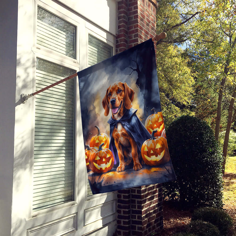 Vizsla Puppy Halloween House Flag 28x40 Porch Sleeve Pole Decorative Outside Yard Banner Artwork Wall Hanging, Polyester