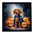 Vizsla Puppy Halloween Framed Metal Print Bathroom, Kitchen, Office, Home Decor Wall Art Ready to Hang, Square, 8X8