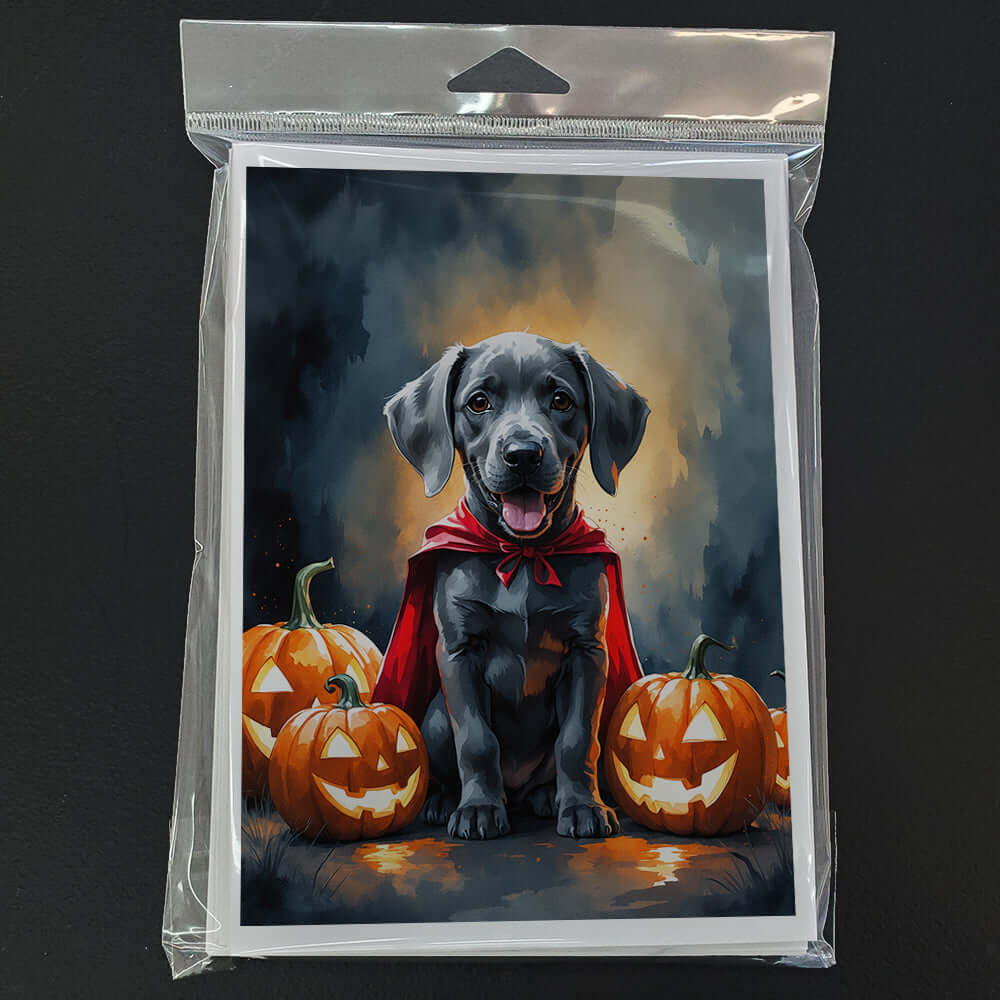 Weimaraner Puppy Halloween Greeting Cards Pack of 8 Blank Cards with Envelopes Whimsical A7 Size 5x7