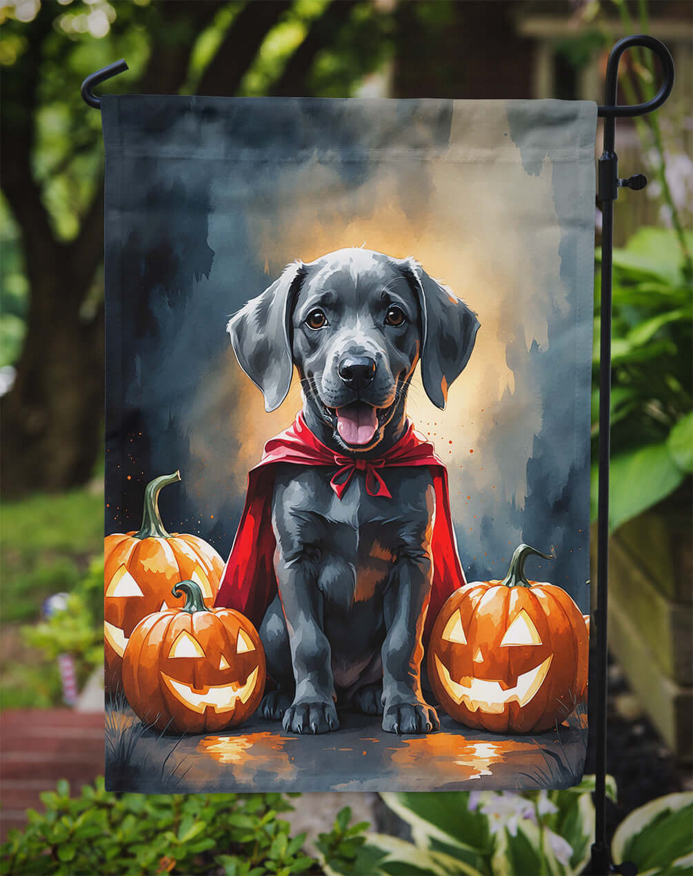 Weimaraner Puppy Halloween Garden Flag Mailbox Decorative Yard Banner Outside Patio Artwork for Flower Beds, Garden Size, Multicolor