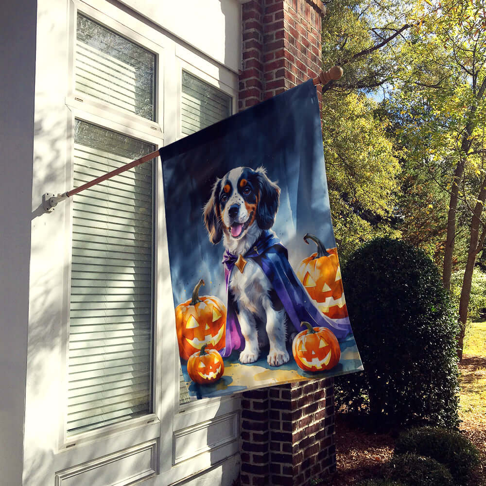 Welsh Springer Spaniel Puppy Halloween House Flag 28x40 Porch Sleeve Pole Decorative Outside Yard Banner Artwork Wall Hanging, Polyester