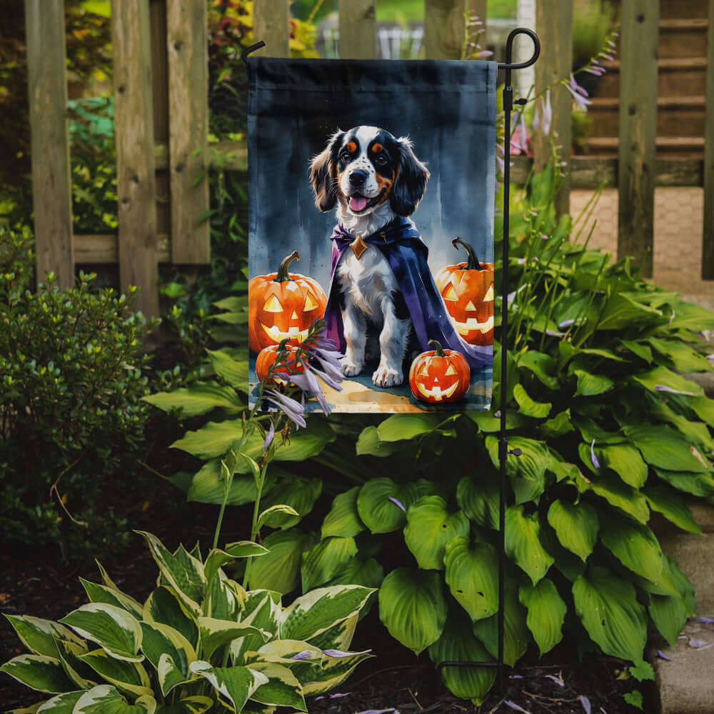Welsh Springer Spaniel Puppy Halloween Garden Flag Mailbox Decorative Yard Banner Outside Patio Artwork for Flower Beds, Garden Size, Multicolor
