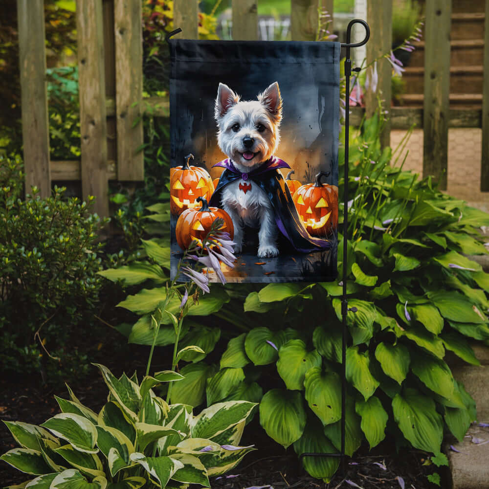 Westie Spaniel Puppy Halloween Garden Flag Mailbox Decorative Yard Banner Outside Patio Artwork for Flower Beds, Garden Size, Multicolor
