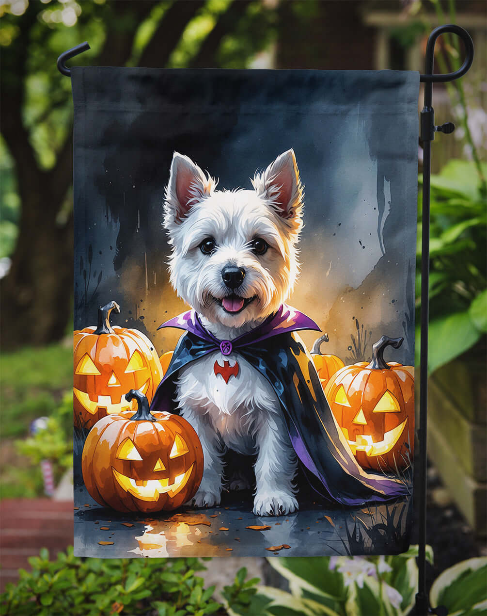 Westie Spaniel Puppy Halloween Garden Flag Mailbox Decorative Yard Banner Outside Patio Artwork for Flower Beds, Garden Size, Multicolor
