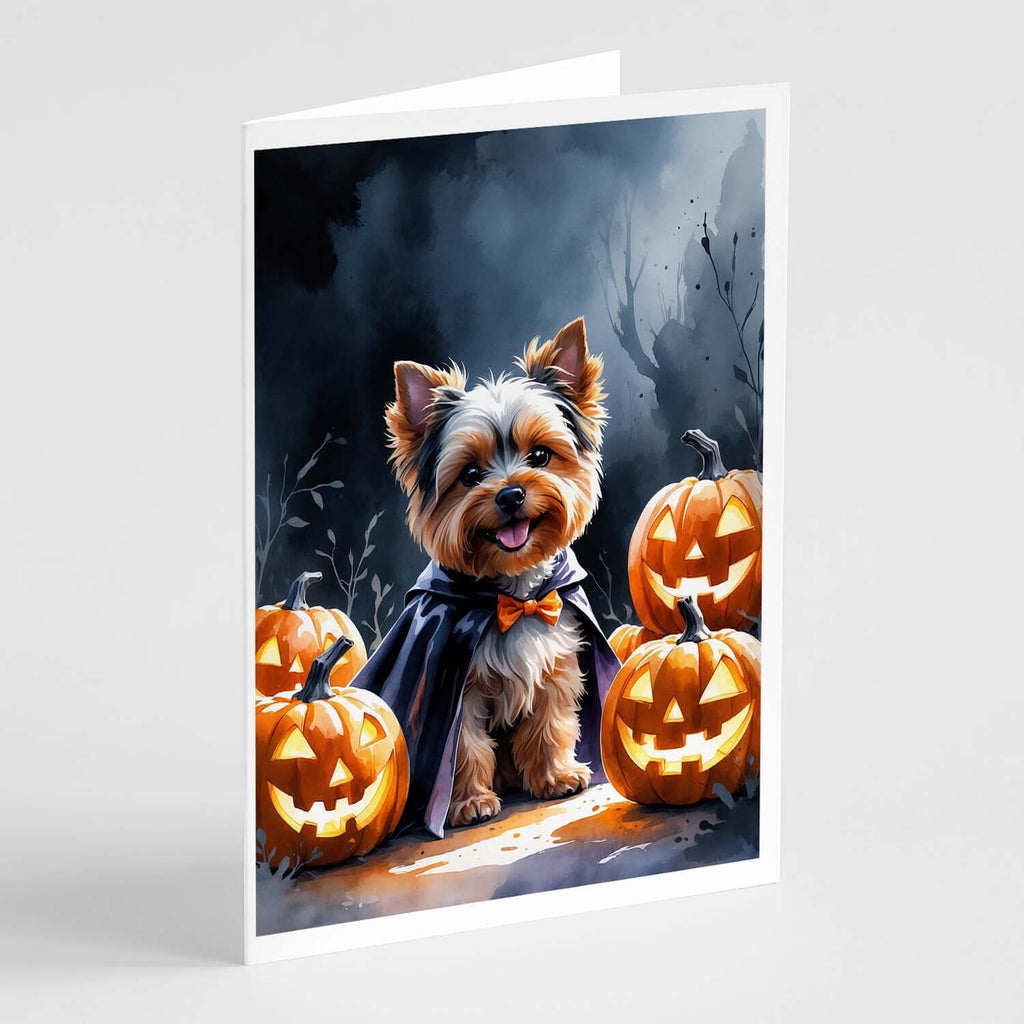Yorkshire Terrier Puppy Halloween Greeting Cards Pack of 8 Blank Cards with Envelopes Whimsical A7 Size 5x7