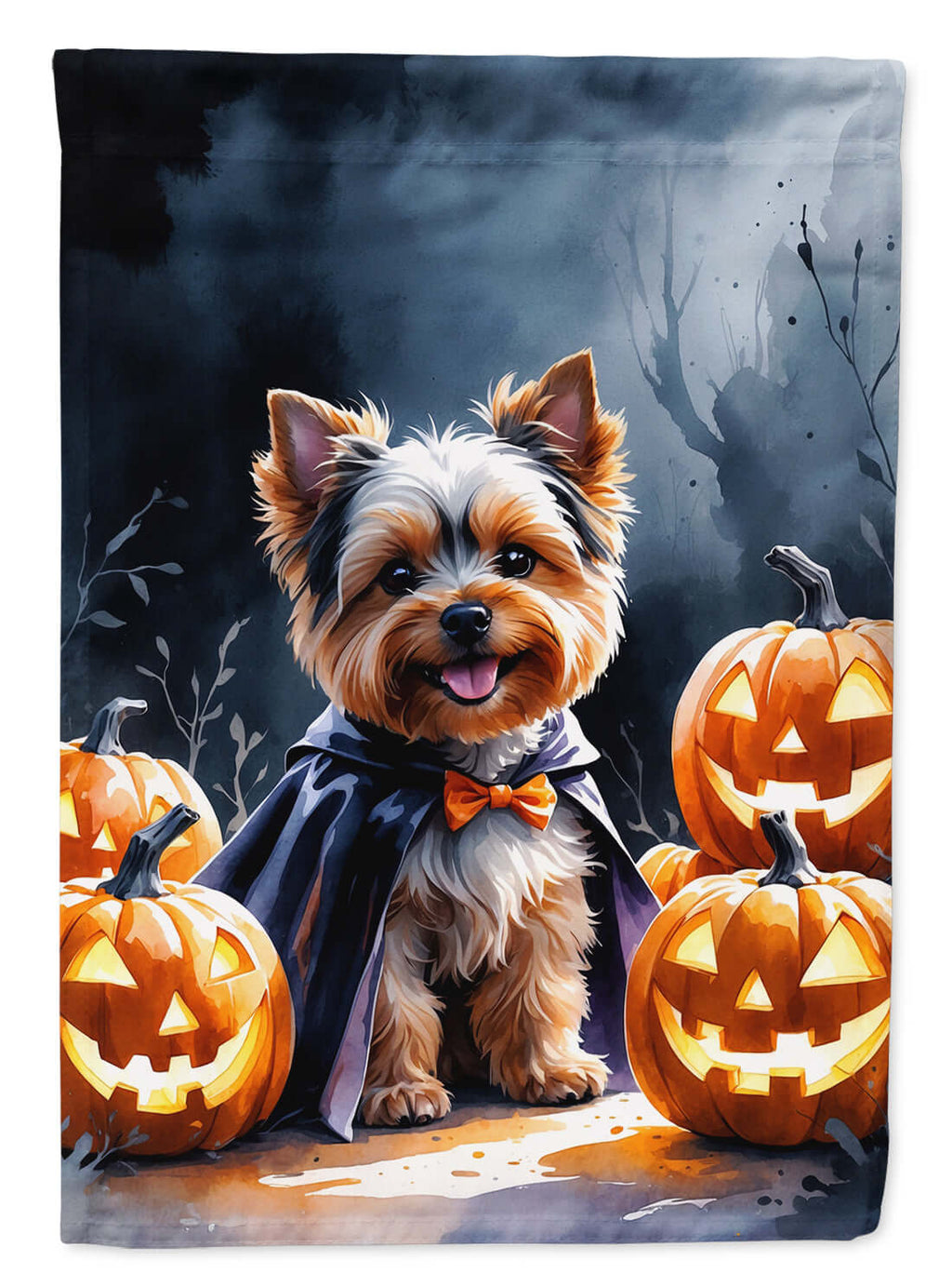 Yorkshire Terrier Puppy Halloween Garden Flag Mailbox Decorative Yard Banner Outside Patio Artwork for Flower Beds, Garden Size, Multicolor