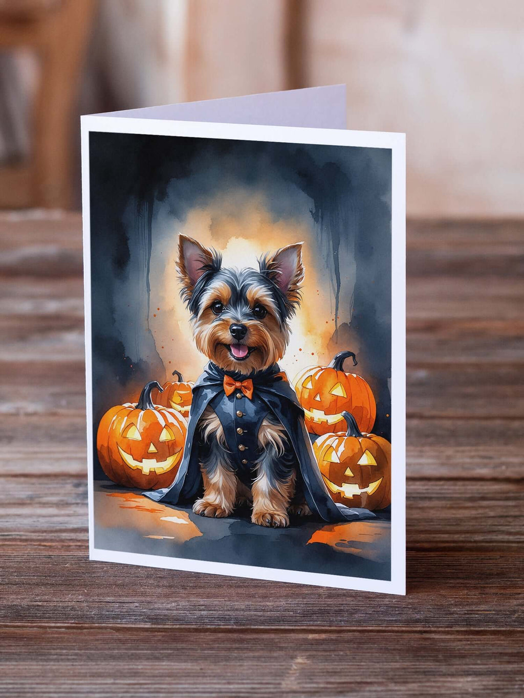 Yorkshire Terrier Yorkie Puppy Halloween Greeting Cards Pack of 8 Blank Cards with Envelopes Whimsical A7 Size 5x7