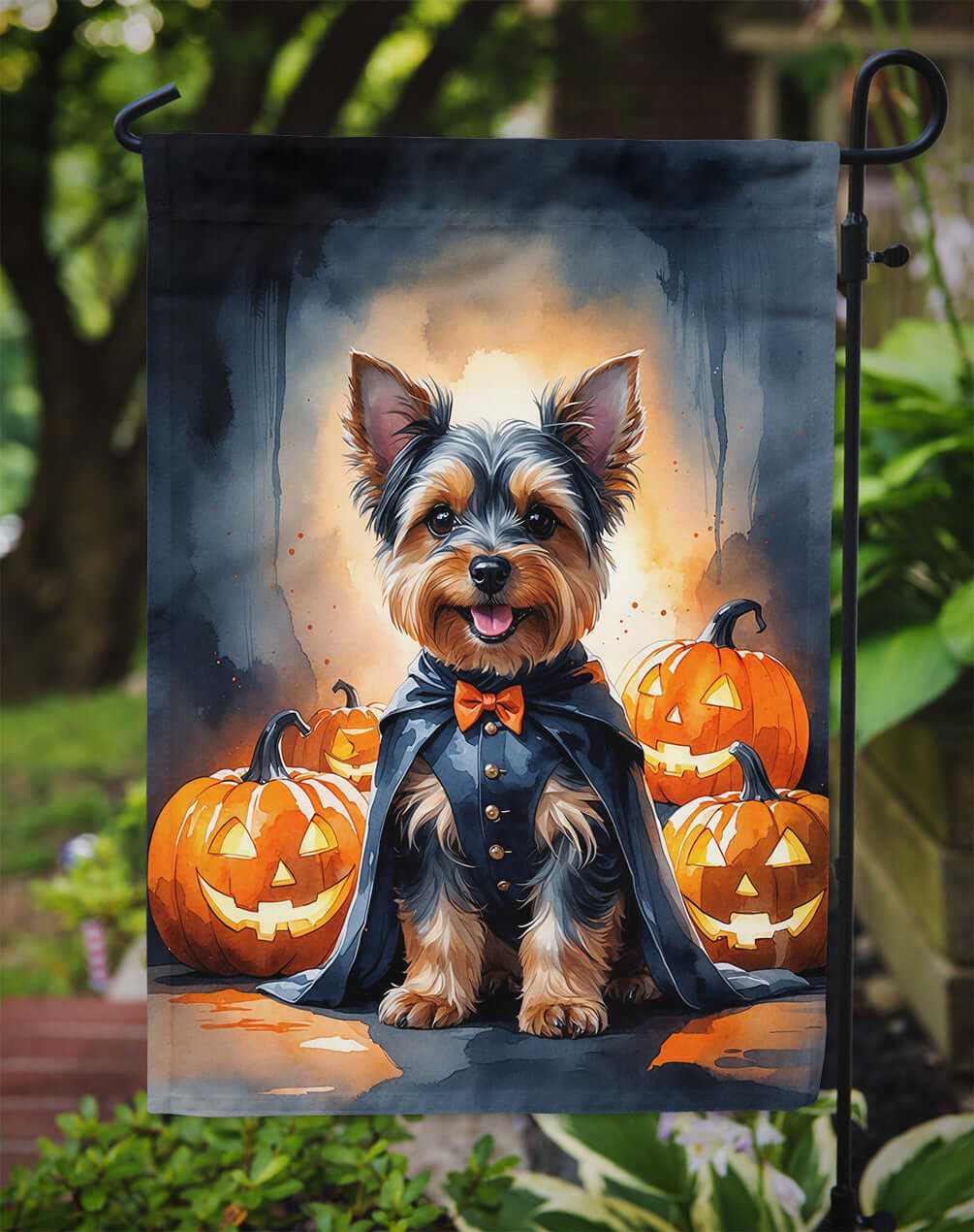 Yorkshire Terrier Yorkie Puppy Halloween Garden Flag Mailbox Decorative Yard Banner Outside Patio Artwork for Flower Beds, Garden Size, Multicolor