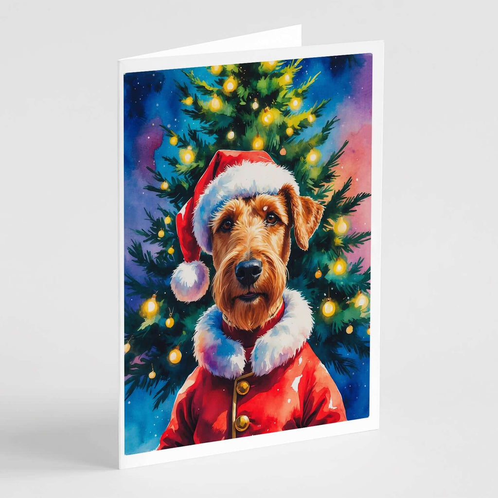 Airedale Terrier Christmas Greeting Cards Pack of 8 Blank Cards with Envelopes Whimsical A7 Size 5x7