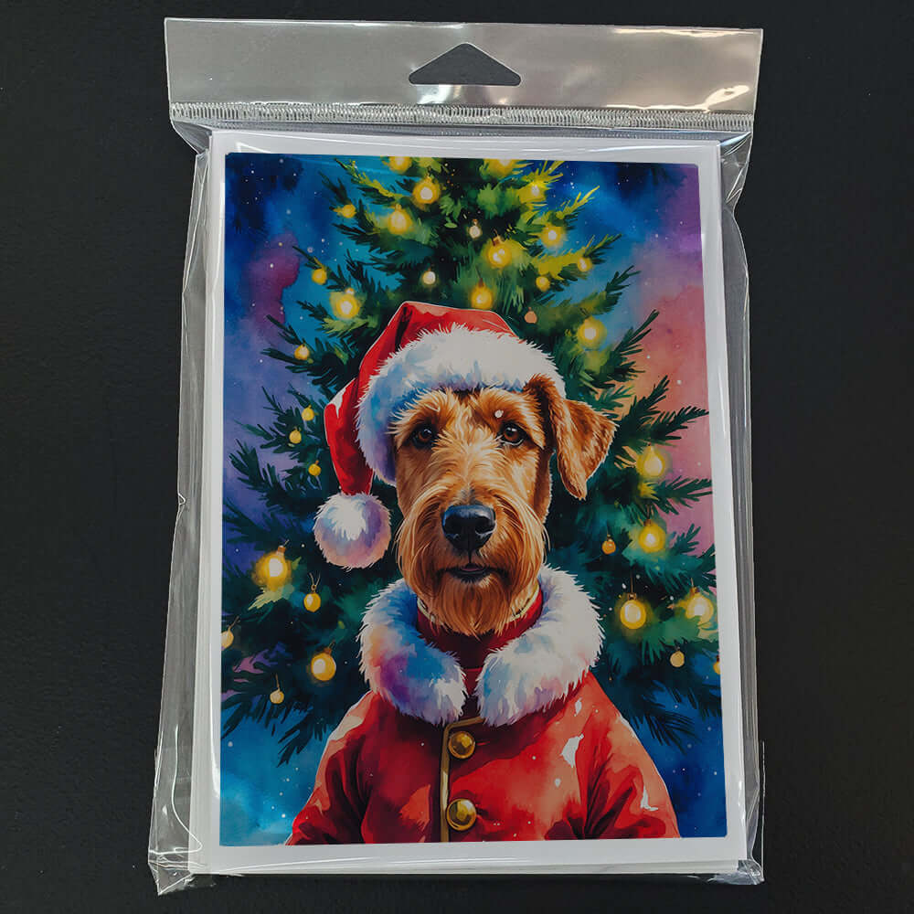 Airedale Terrier Christmas Greeting Cards Pack of 8 Blank Cards with Envelopes Whimsical A7 Size 5x7