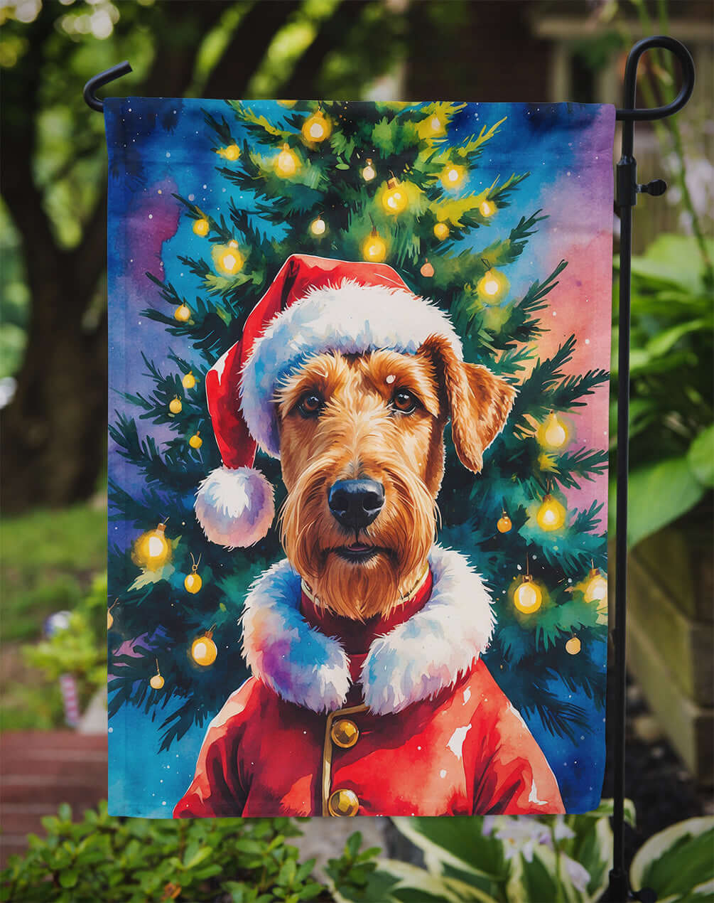 Airedale Terrier Christmas Garden Flag Mailbox Decorative Yard Banner Outside Patio Artwork for Flower Beds, Garden Size, Multicolor