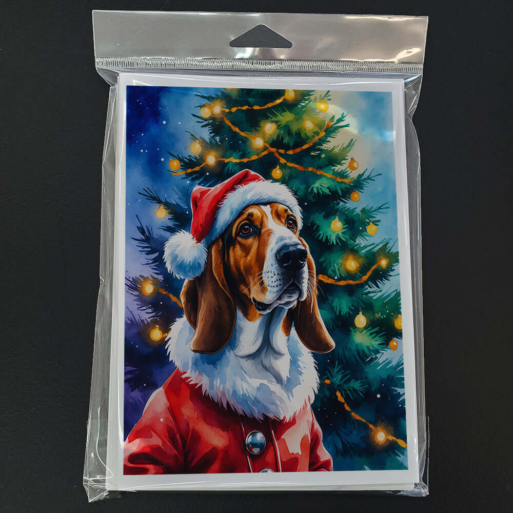 Basset Hound Christmas Greeting Cards Pack of 8 Blank Cards with Envelopes Whimsical A7 Size 5x7