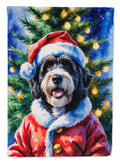 Bernedoodle Christmas House Flag 28x40 Porch Sleeve Pole Decorative Outside Yard Banner Artwork Wall Hanging, Polyester