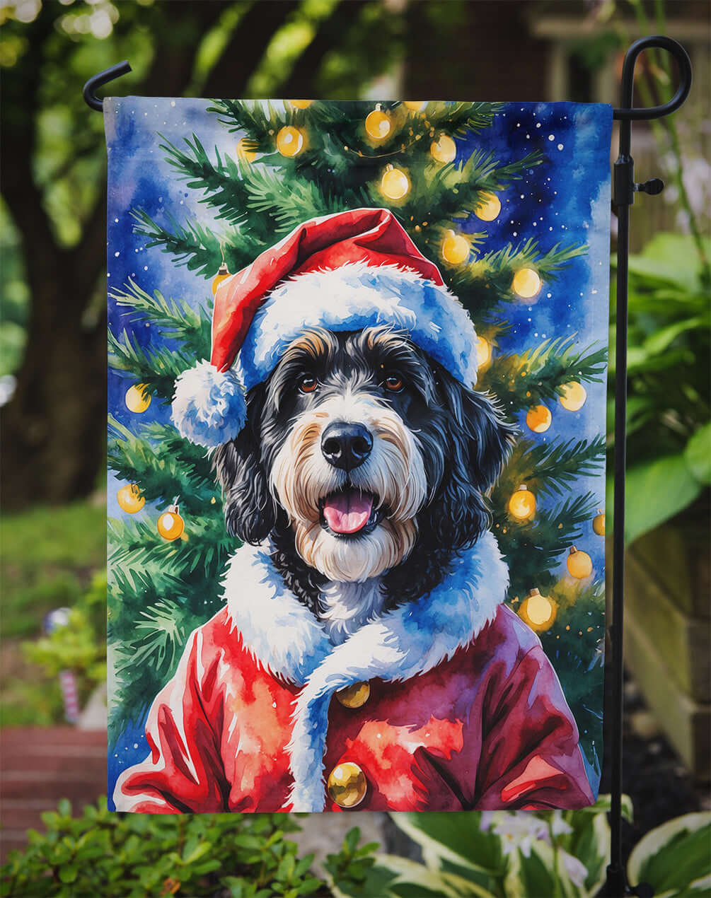 Bernedoodle Christmas Garden Flag Mailbox Decorative Yard Banner Outside Patio Artwork for Flower Beds, Garden Size, Multicolor