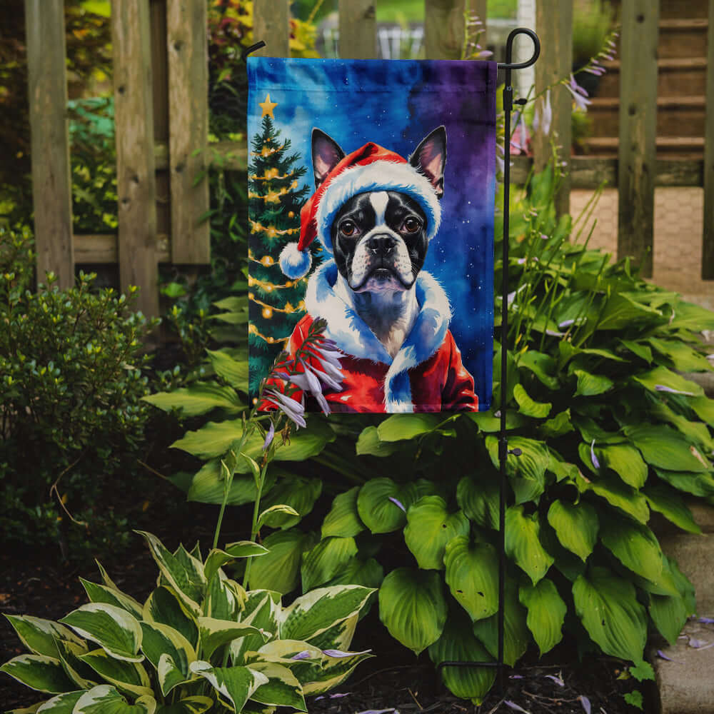 Boston Terrier Christmas Garden Flag Mailbox Decorative Yard Banner Outside Patio Artwork for Flower Beds, Garden Size, Multicolor