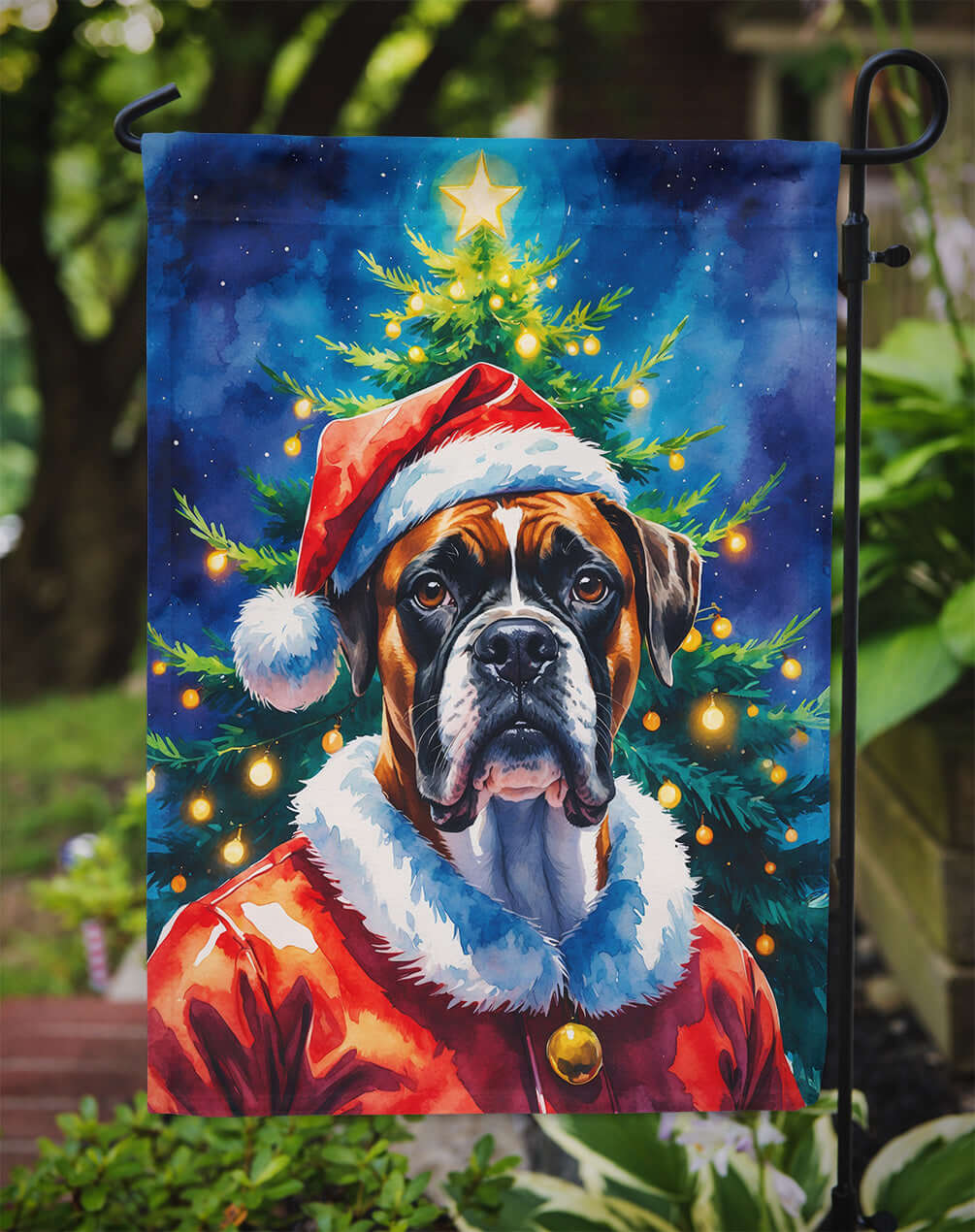 Boxer Christmas Garden Flag Mailbox Decorative Yard Banner Outside Patio Artwork for Flower Beds, Garden Size, Multicolor