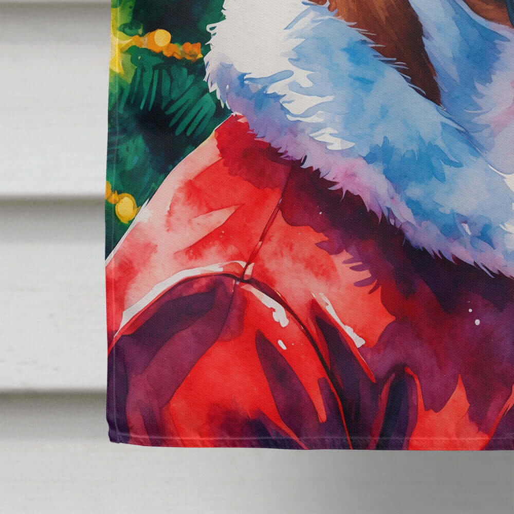 Boxer Christmas House Flag 28x40 Porch Sleeve Pole Decorative Outside Yard Banner Artwork Wall Hanging, Polyester