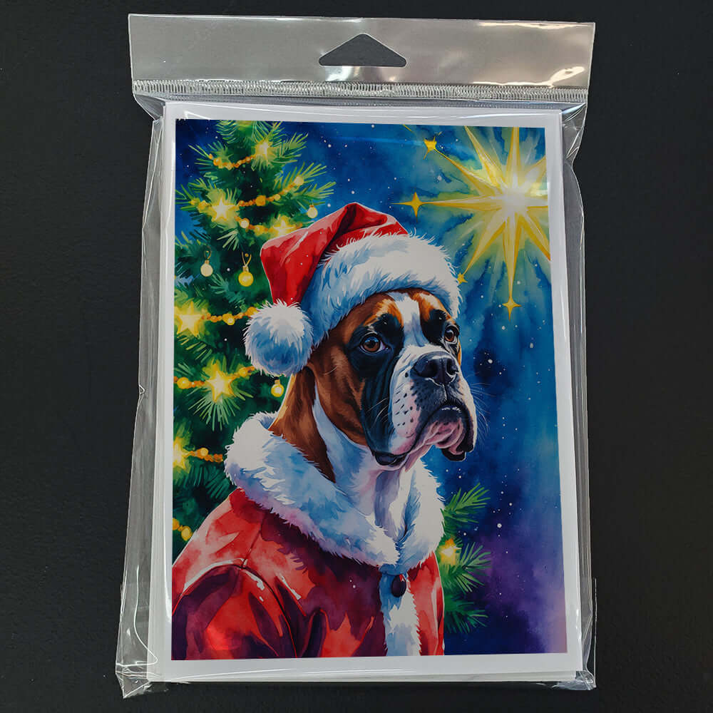 Boxer Christmas Greeting Cards Pack of 8 Blank Cards with Envelopes Whimsical A7 Size 5x7