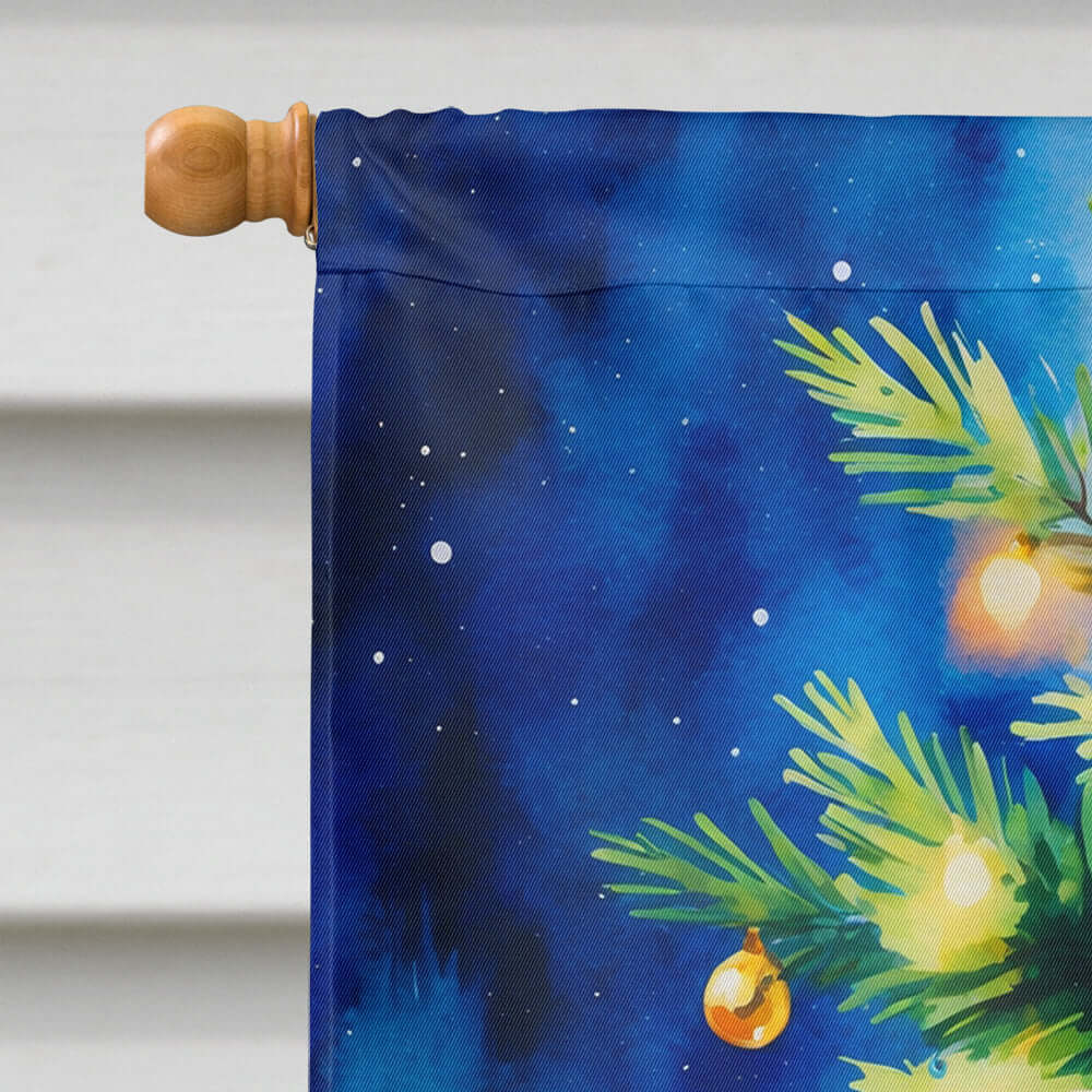 Tricolor Cavalier Spaniel Christmas House Flag 28x40 Porch Sleeve Pole Decorative Outside Yard Banner Artwork Wall Hanging, Polyester